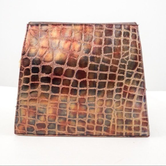 Vintage Leather Metallic Rainbow Crocodile Print Crossbody Bag - Picture 9 of 11